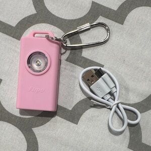 Pink Flipo Keychain LED Flashlight personal safety with USB Cable